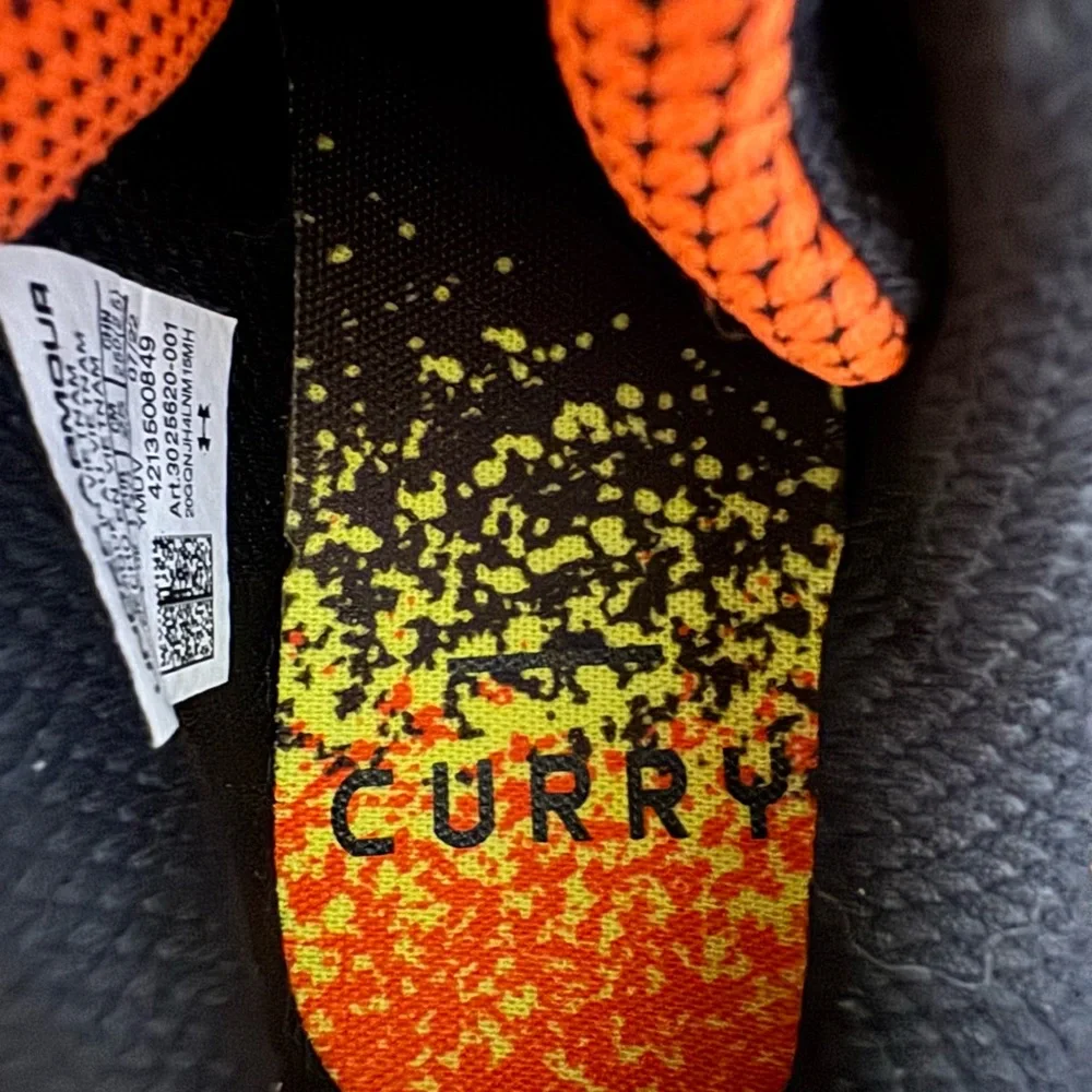 Under Armour Black and Orange Stephan Curry Flow Basketball Sneakers - Picture 7 of 7